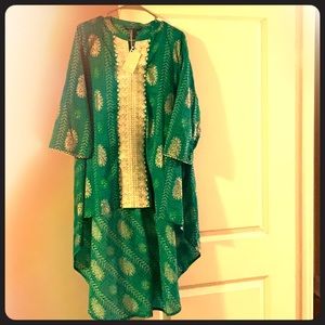 Turquoise Nishat Linen Kurta, size large